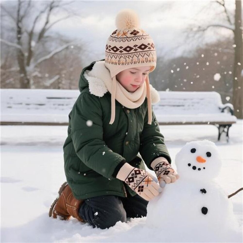 4 Pcs Kids Winter Beanie Hat Gloves Scarf Sock Set - Picture 7 of 7